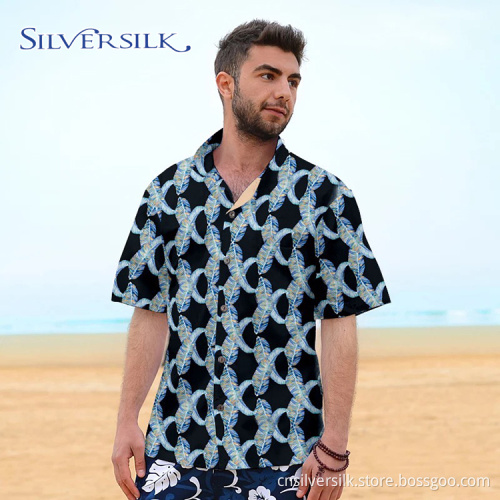 Kurzarm Hawaiihemd mit Flamingo-Print Custom Men